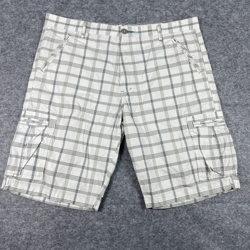 SilverTab Cargo Shorts Mens 40 White Plaid Casual Utility Levis Summer